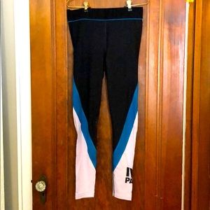 Ivy Park leggings with blue and grey stripes